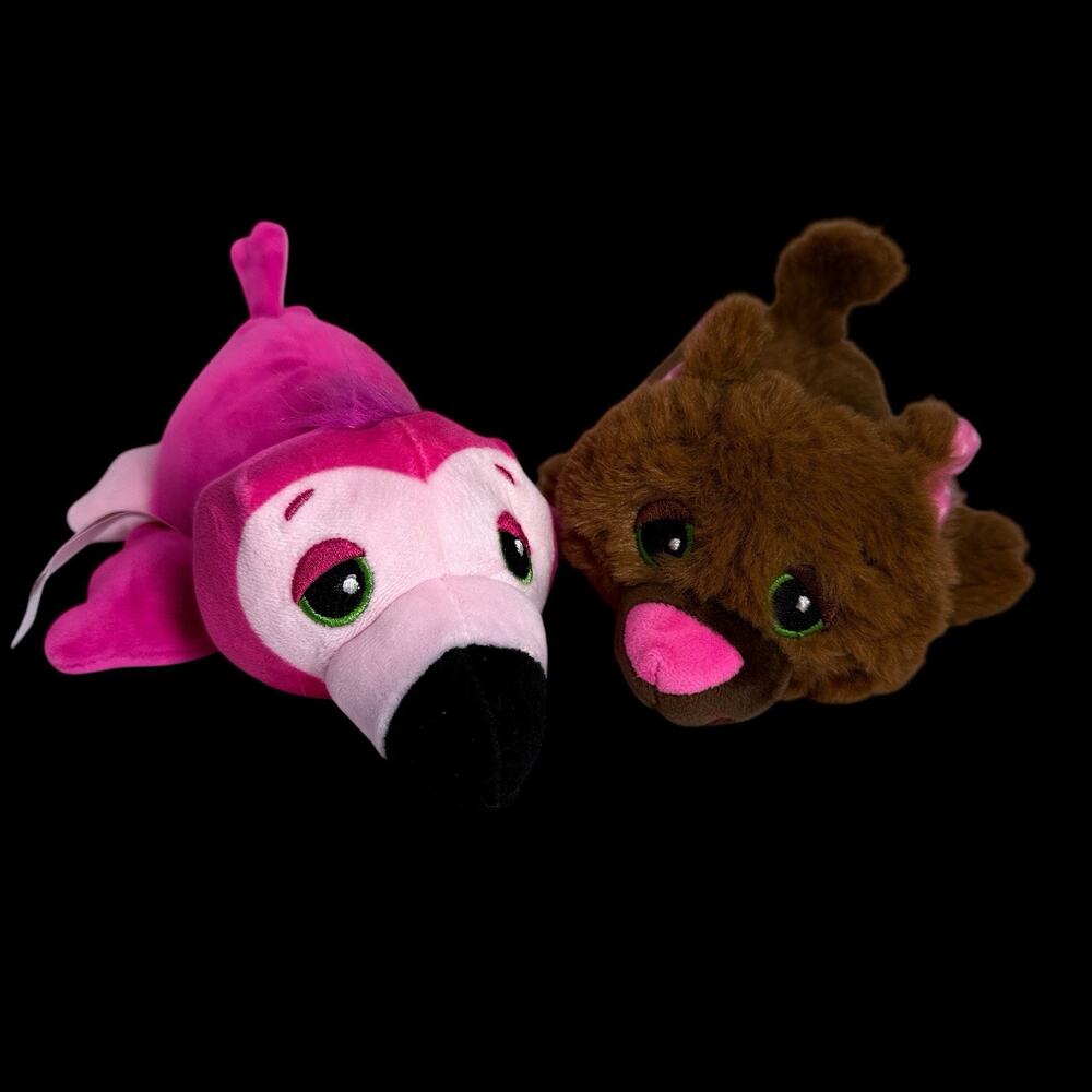 CuteTitos Pizzaitos Pink Flamingo & Brown Bear Plush Lot of 2 Basic Fun 2019